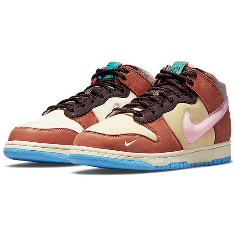 Social Status x Nike Dunk Mid Chocolate Milk Unisex Sneakers Brown Canvas Mid-Soft-Pink DJ1173-700
