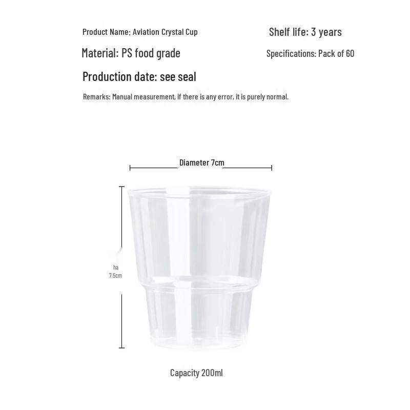 Fangcaodi 200ML Disposable Hard Plastic Cups (60-Pack)