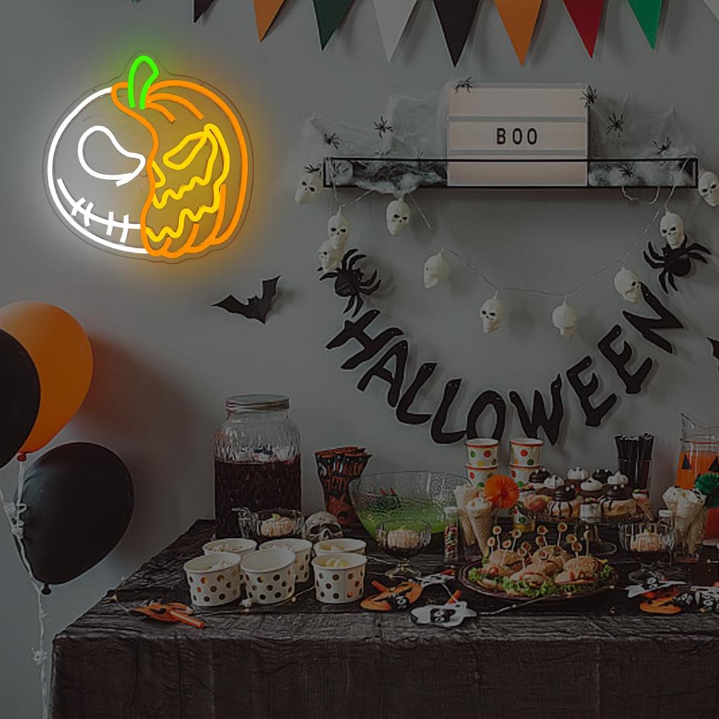 Halloween Neon Signs Skull Neon Light Pumpkin Signs Halloween Led Sign for Bedroom Wall Halloween Decor Christmas Gift