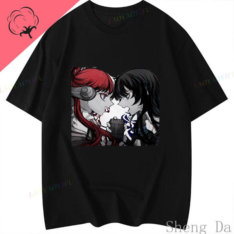Ropa De Mujer Double Side Style Printed Ado T Shirt ADO Blue Rose Graphic T Shirts Streetwear Crewneck Cotton Tops