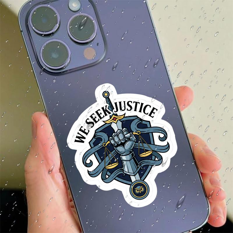 4pcs We Seek Justice - Armoured Gauntlet and Scales Emblem Car Sticker