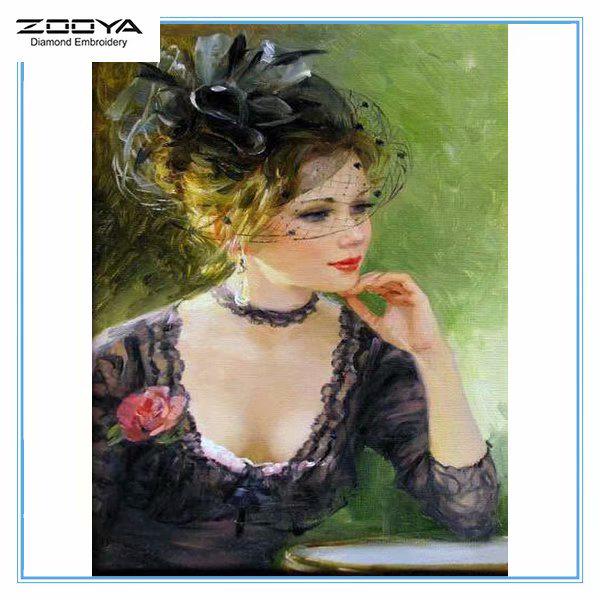 

ZOOYA DIY 5D квадратный горный хрусталь красивая женщина Алмазная вышивка картина вышивка крестом домашний декор
