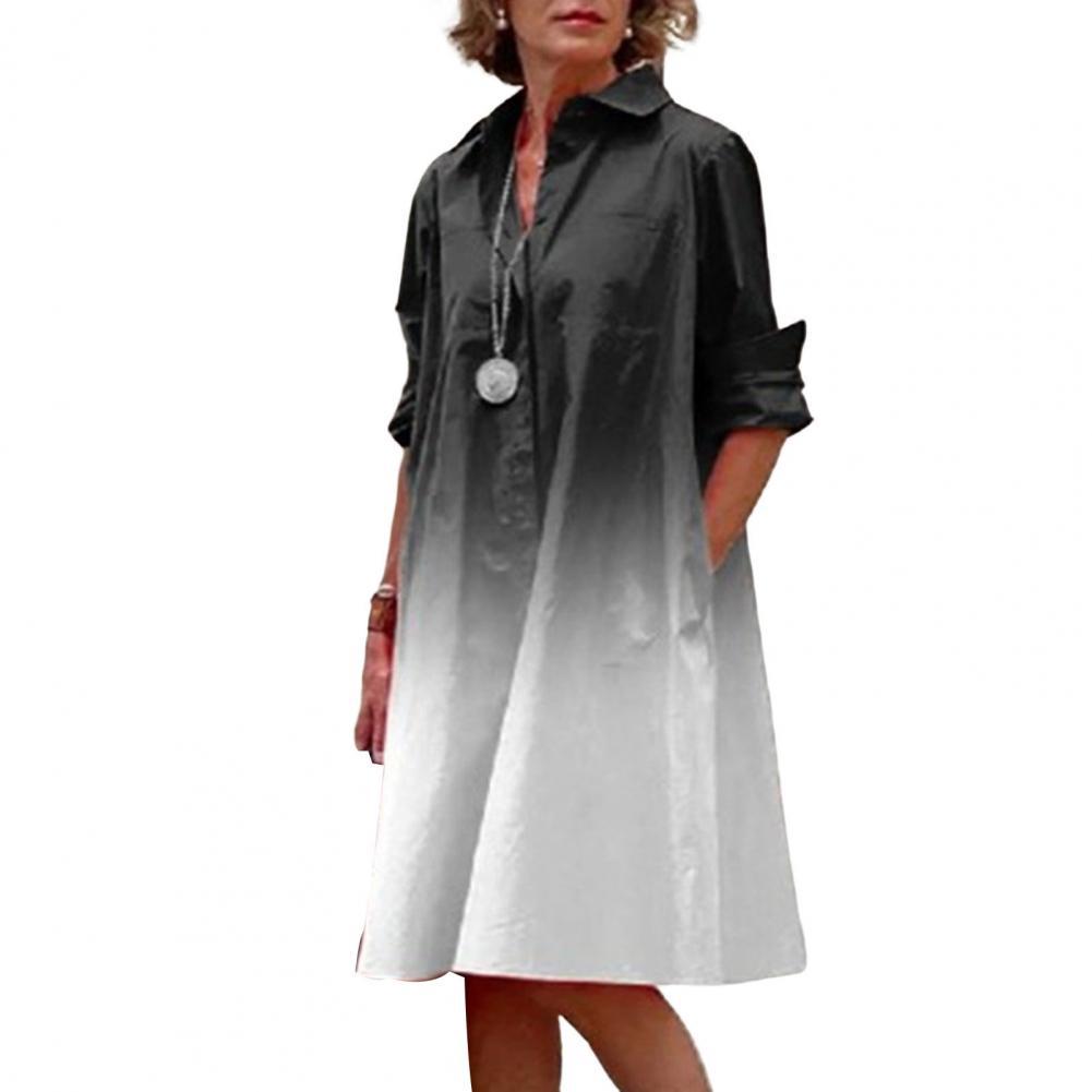 2023 Retro Kwiecista Jednorzędowa Sukienka Koszulowa dla Miejskich Kobiet