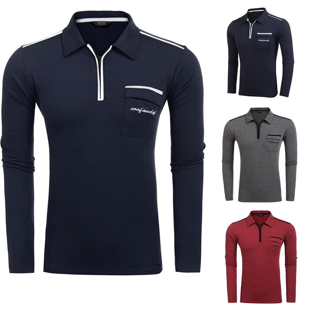 Zimaes-Men Comfy Long Sleeve Turn Down Collar Embroidery Christmas Day Polo Shirt Zimaes-Men Comfy Long Sleeve Turn Down Collar Embroidery Christmas Day Polo Shirt