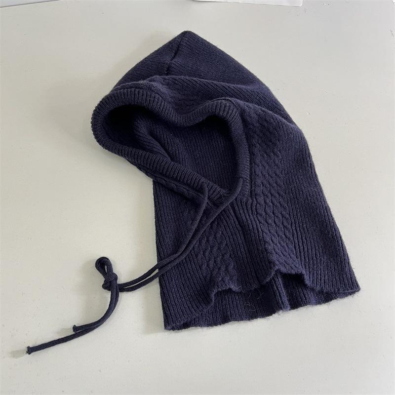 

Большая доска твист жаккардовая балаклава шапка осень и зима теплая модная шаль интегрированная шапка-пуловер тренд M（56-58cm） тёмно-синий