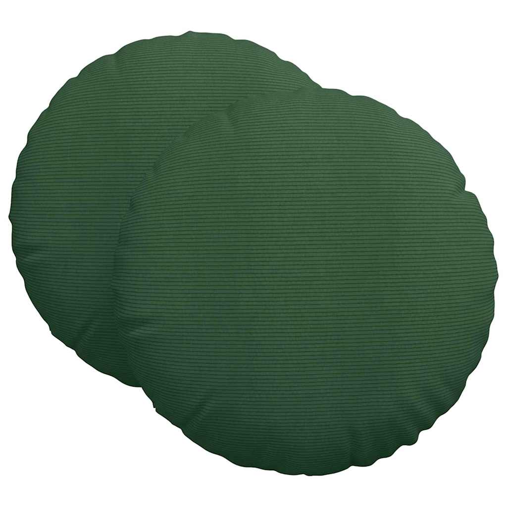 Seat Cushion Set 2 Pcs Dark Green Ø60 X 21 Cm Cord Fabric