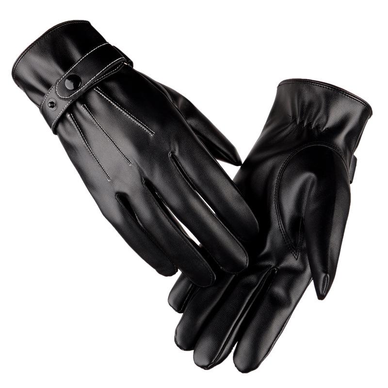 Men's Winter Touchscreen Leather Gloves - Fleece Lined, Thick, Warm, Windproof, Non-Slip for Outdoor Cycling