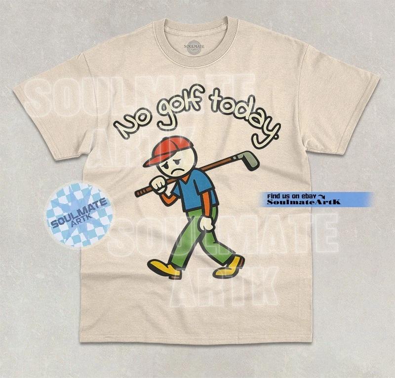 No Golf Today T-Shirt Funny Golf Lover Meme Joke Stickman Figure Graphic Shirt M