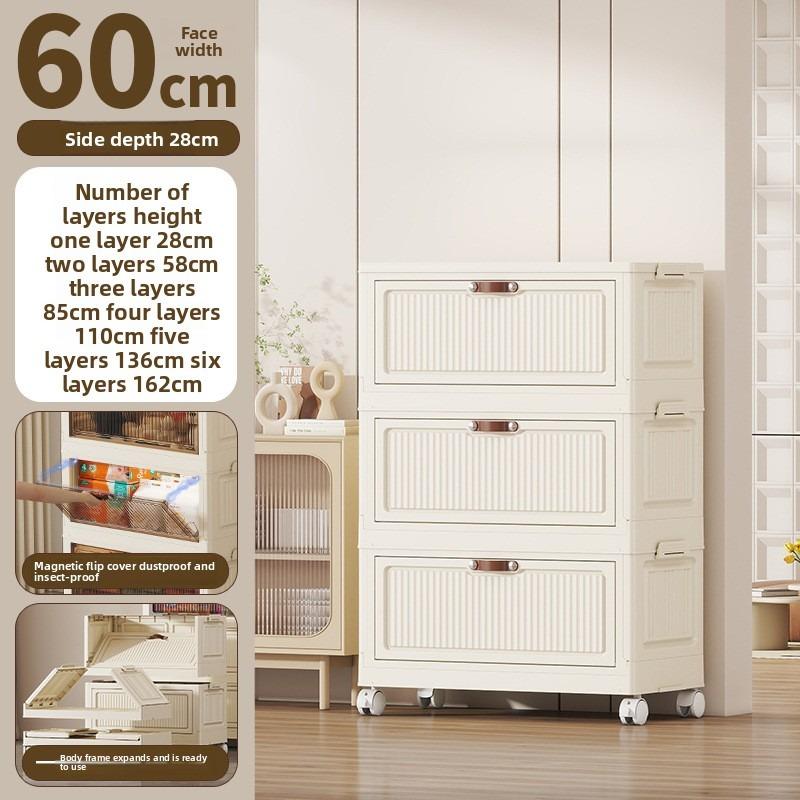 Fold & Store Cabinet: Multi-Use Plastic Organizer with Doors, for Bedroom, Kitchen, Dorm - Quick Setup, No Tools Needed