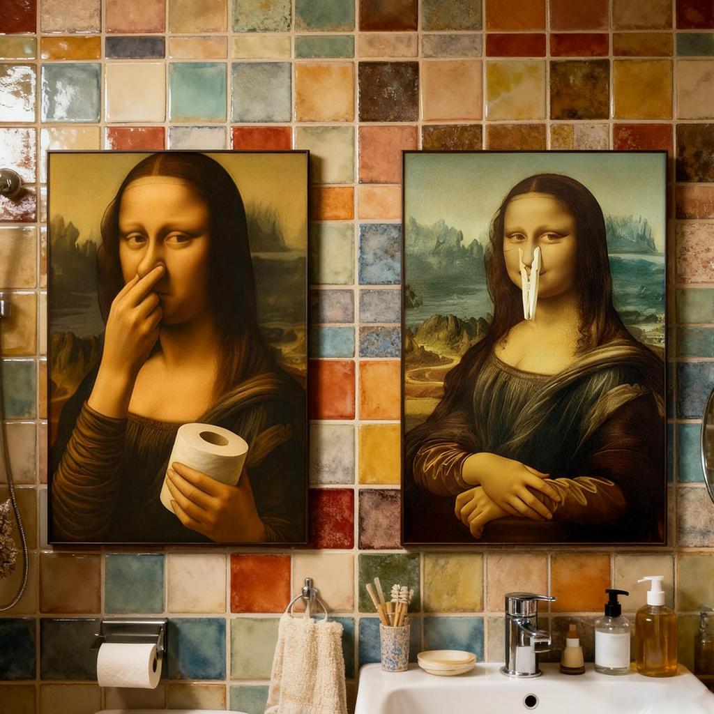 Mona Lisa Humorný Plakát Štípání do Nosa Toaletní Humor Vtipný Abstraktní Tisk Dekorační Obraz Moderní Domácí Dekorace Dárek