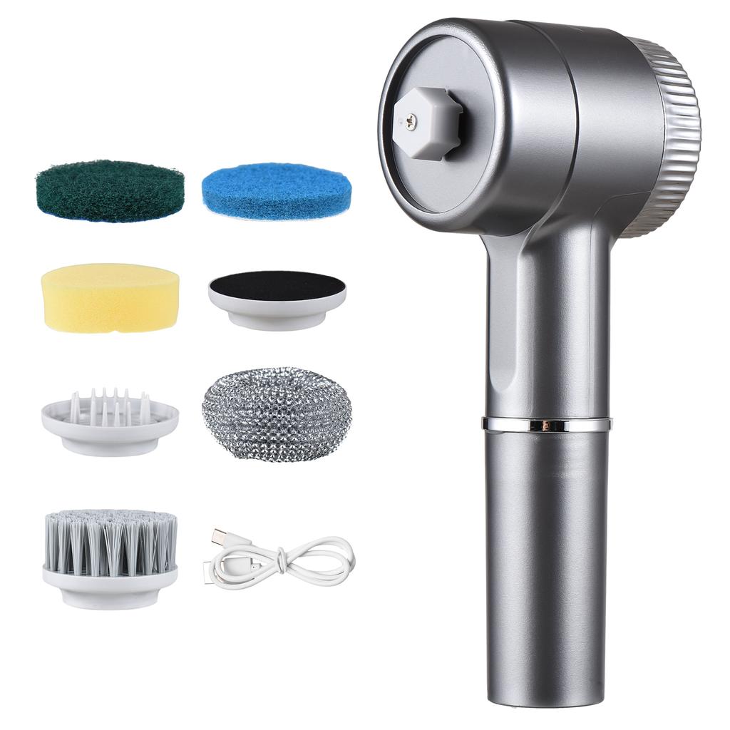 Electric Cleaning Brush Set Portable Cordless Electric Spin Scrubber Waterproof 3 Speeds Digital