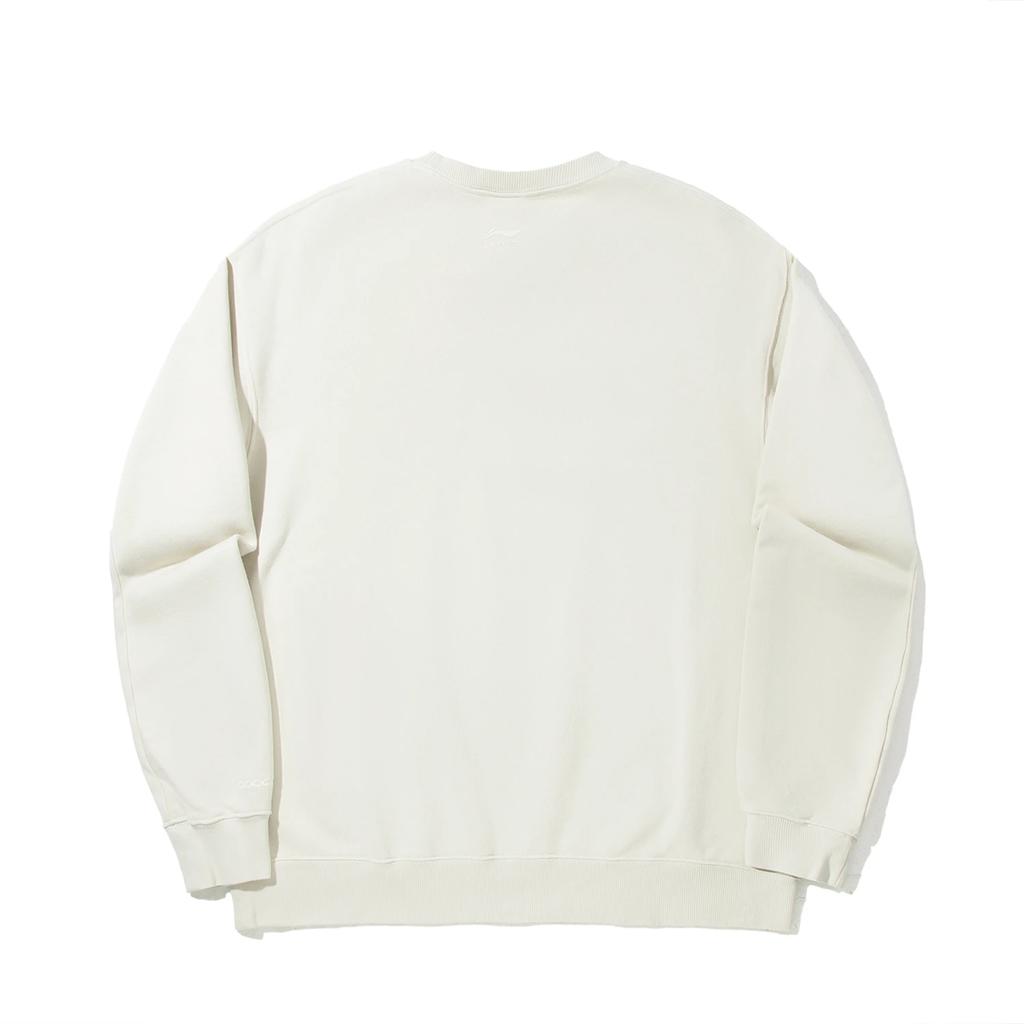 Li Ning Sweatshirts Unisex Pearl White Crew Neck Moderate AWDVH75-1