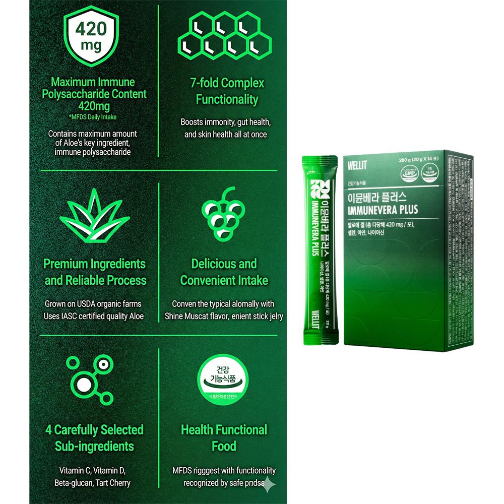 WELLIT Immune Jelly IMMUNEVERA / IMMUNEVERA PLUS / IMMUNEDARAE (20g × 14 Sticks) (10 Options)