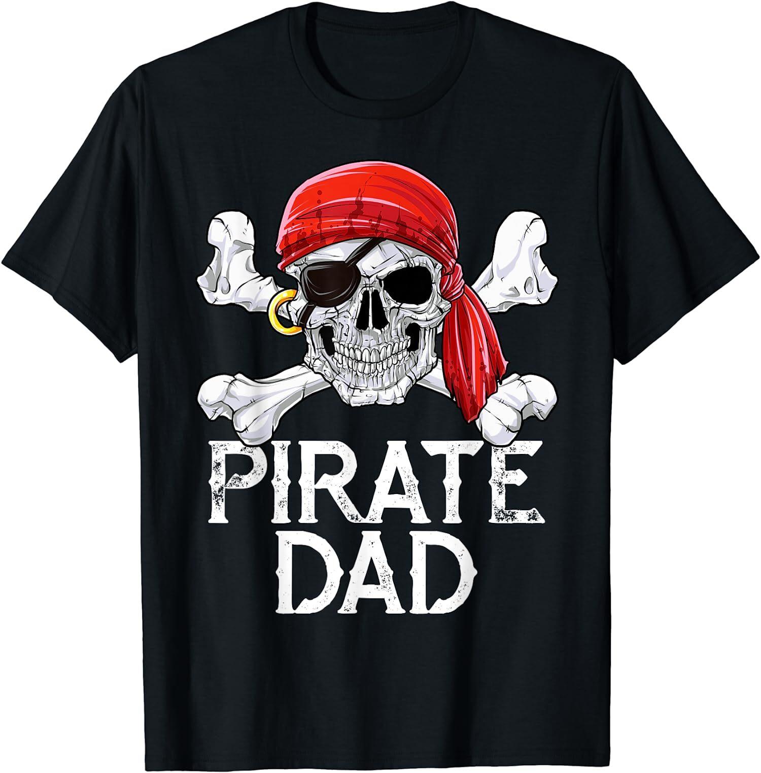 Pirate Dad Jolly Roger Flag Skull & Crossbones Unisex T-Shirt S разноцветный