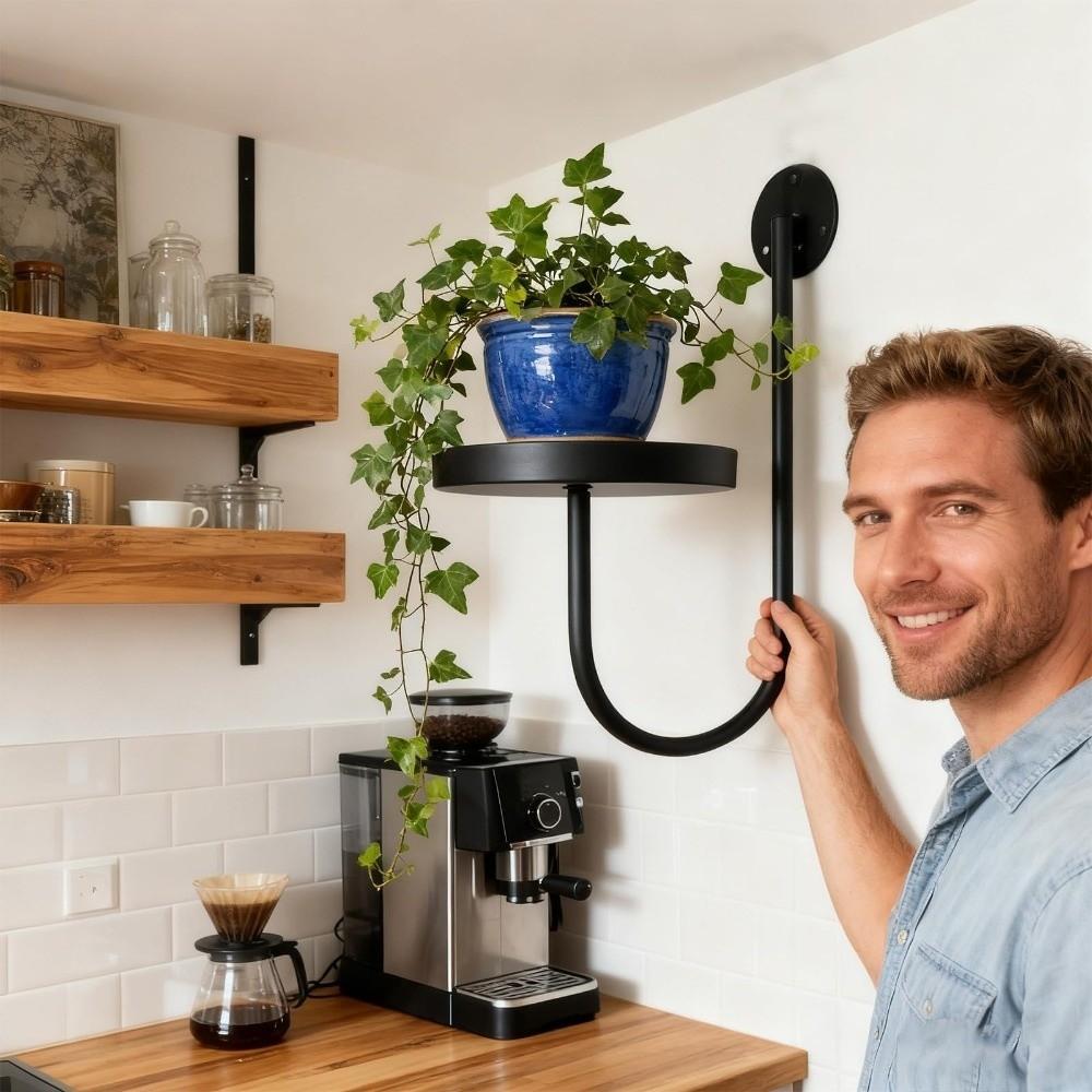 Sturdy Iron Wall Mounted Plant Holder Space Saving Planter Rack Storage Shelf  Office Decor