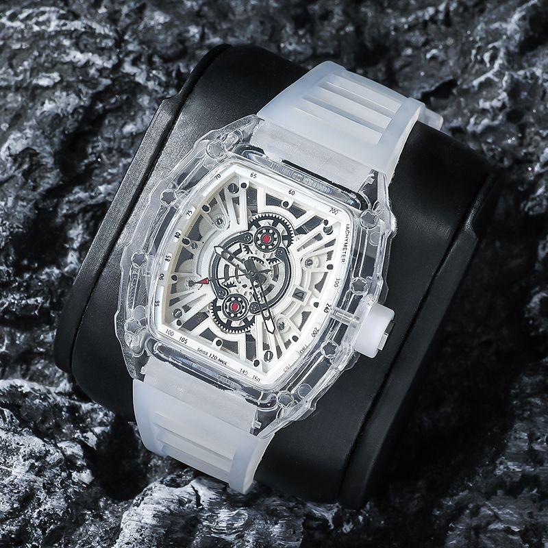 Lässige Mode High-End Automatische Quarz Hohl Luminous Wasserdichte Tonnenförmige 1703 Herrenuhr