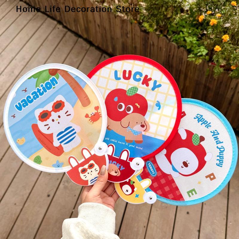 Cute Cartoon Mini Foldable With Photo Reflector Fan Lightweight Portable Summer Fan Outdoor Handheld Round Convenient Pocket Fan