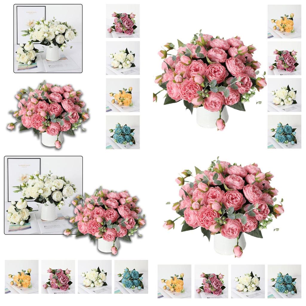 Highquality Artificial Flowers Fake Roses Bunche Bouquet Vibrant No Fading Decorative Arrangement