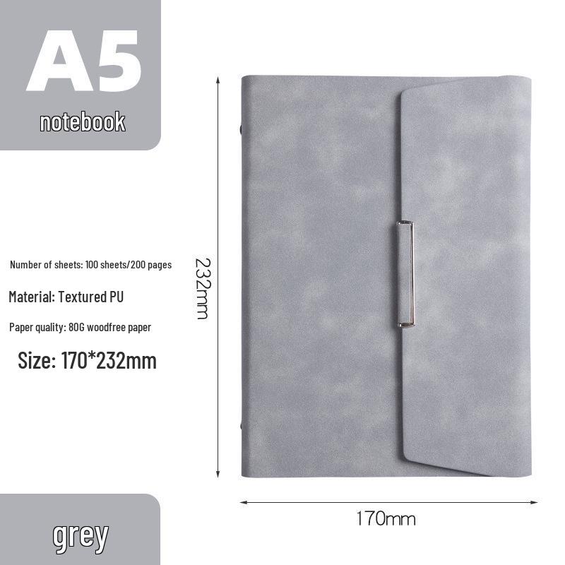 Magnetic Buckle PU Leather Business Notebook with Card Slot - Retro Style, Thickened Pages, Printable Stationery