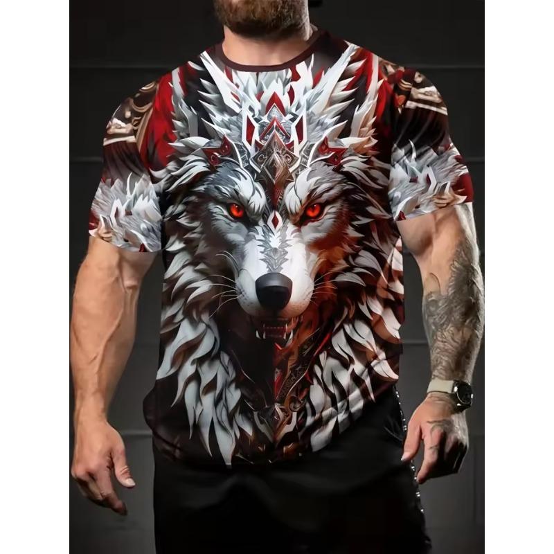 

2025 Outdoor Sports Men s Loose T-shirt Urban Street 3D Lion Print Men s T-shirt Summer Daily Casual Men s Short-sleeved Top S