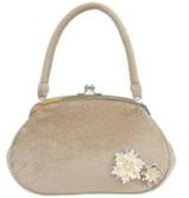 Ando Velvet Handbag with Knob Suitable for Japanese and Western Perfect for Entrance and Beige Women's SBC-11 Decoration, Wear, Weddings, Graduations,