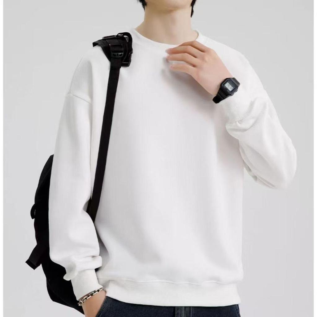 Men's Autumn Retro Casual Plain Round Neck Hoodie