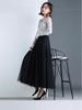 Women's High-Waist Mid-Length Pleated Mesh Skirt