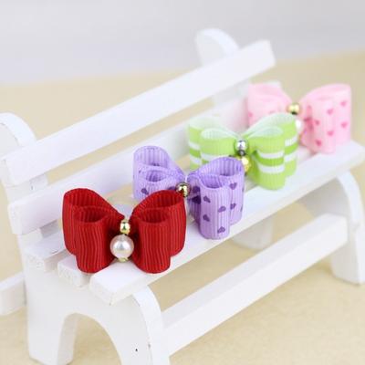 3D Beautyiful Small Puppy Pet Dog Rhinestone Hair Bow Rubber Bands Grooming
