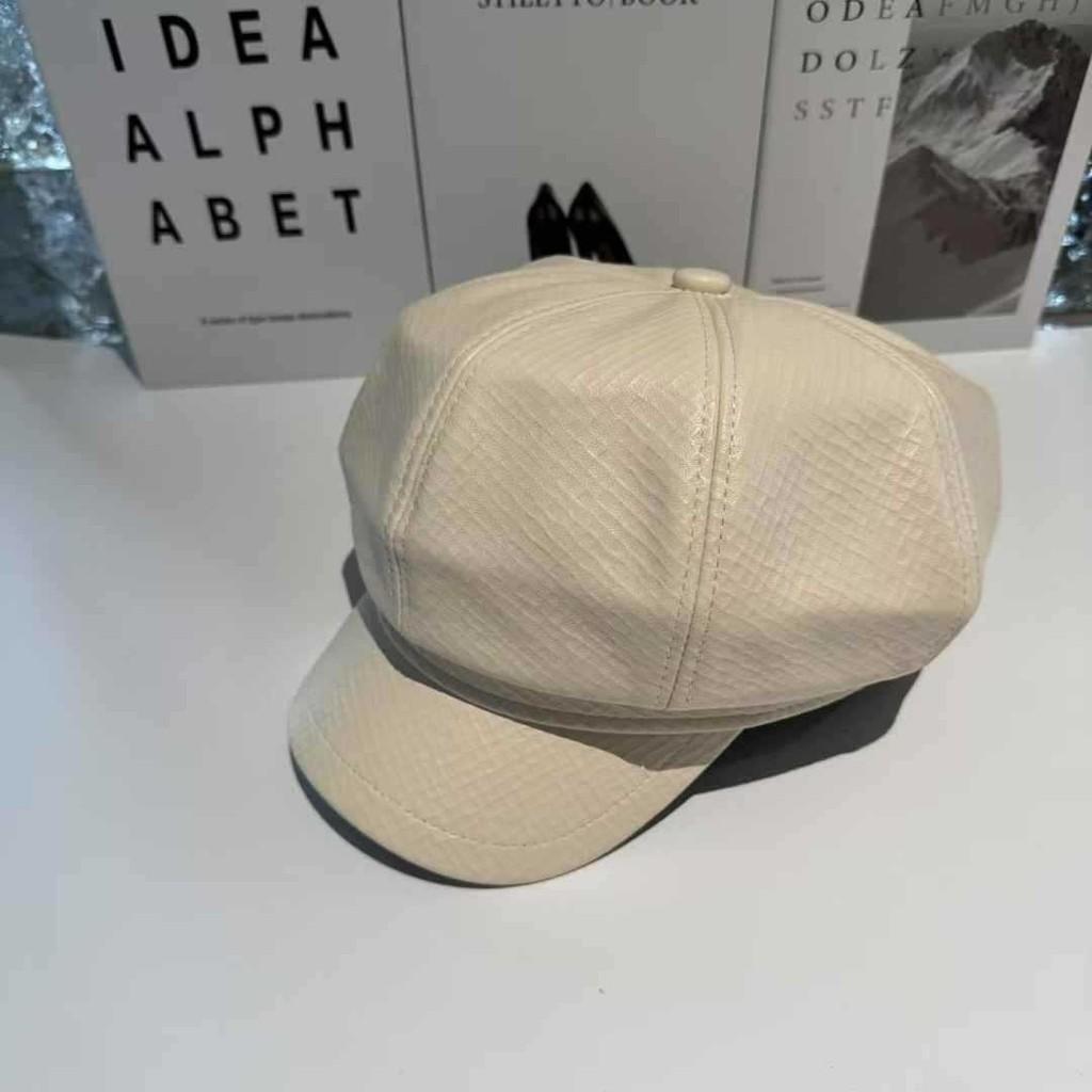 Stylish Retro Leather Checkered Flat Cap Beret Hat For Women Men Outdoor Use