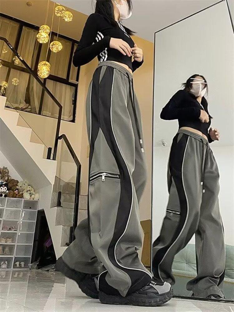 Harajuku Kpop Loose Cargo Pants Women Dance Oversized Korean Y2k Streetwear Patchwork Trousers Jogging Sweatpants Hippie