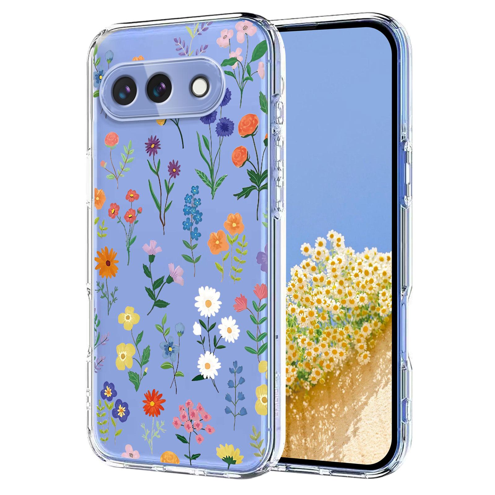

For Google Pixel 9a Case Butterfly Floral Pattern Printing TPU Phone Back Cover B