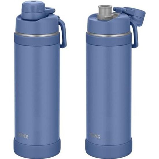 Thermos Water Bottle Vacuum Insulated Sports 1L Ash Blue Handle Dishwasher Safe Convenient Carry Loop Direct Drinking Removable Spout Easy Cleaning