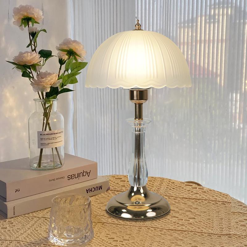 Crystal Petal Bedside Lamp: Elegant and Luxurious Atmosphere Lighting, Rechargeable Wedding and Bedroom Table Lamp.