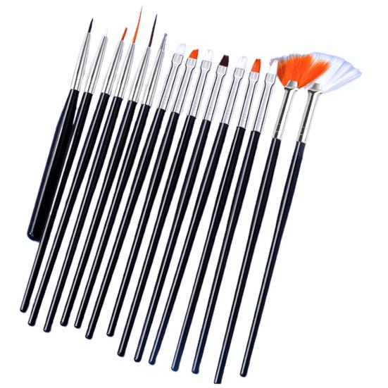 15Pcs Nail Non-shedding Brush Bristles Kit Soft Art Fine Nib DIY Gradient Blooming Effect Nail