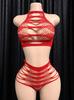 Sky Blue Red Sexy Lingerie Set Hot Erotic Bodysuit + Panties Women'S Underwear Fishnet Ripped Underwear Push Up Sleepwear
