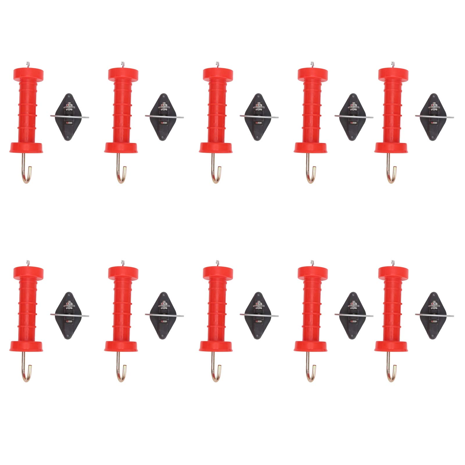 

Electric Fence Gate Handles, Red ABS, Heat and Cold Resistant, Includes 10 Insulators, 10-Piece Set