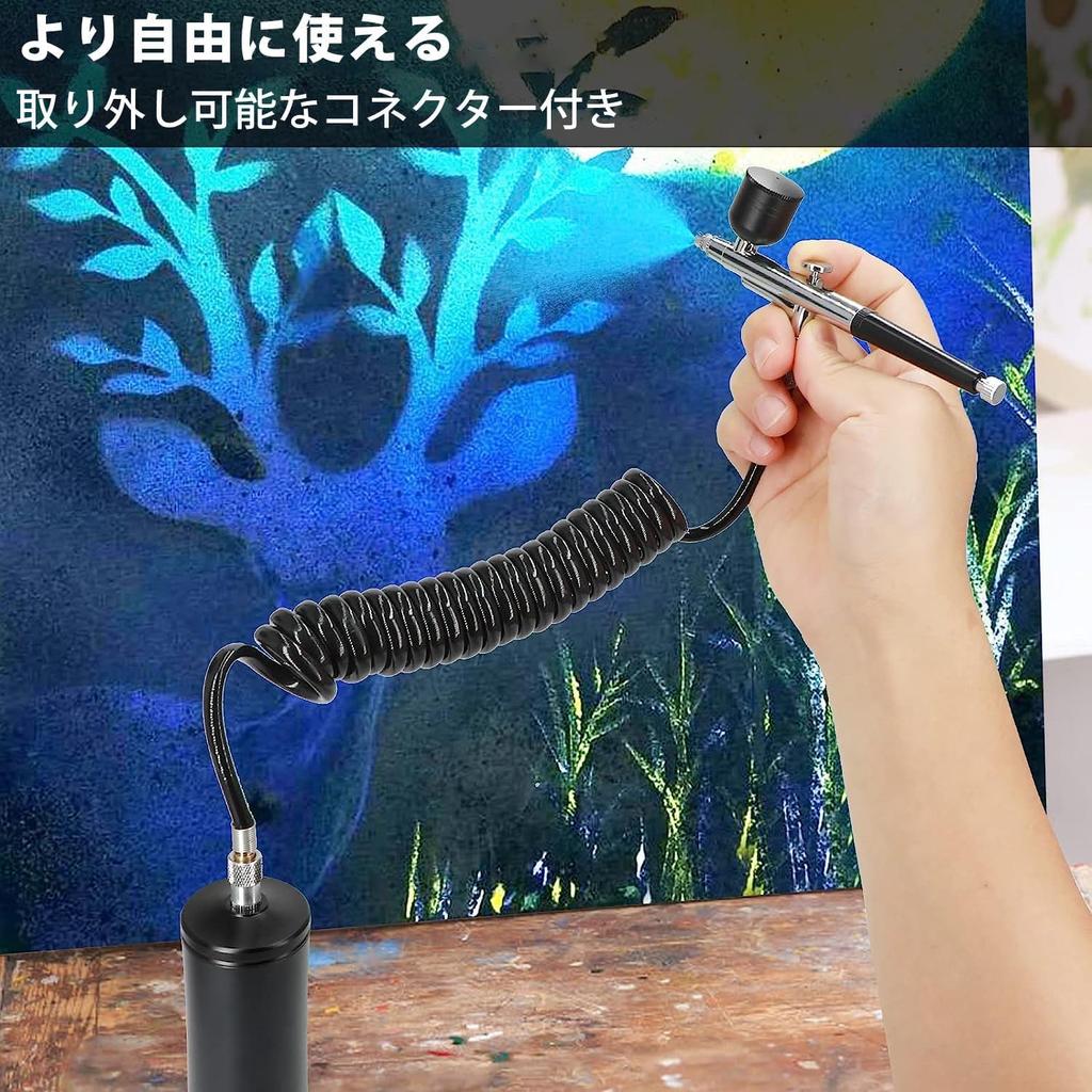 BKJANYO Rechargeable Airbrush Compressor with USB Type-C, 0.3mm Nozzle, for Airbrush Painting, DIY, and Painting (Black)