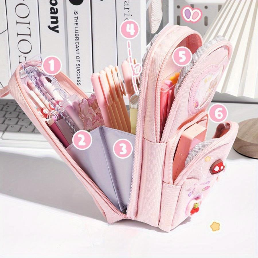 Multi-layer Large-capacity Beautiful schoolbag pencil case simple and cute girl stationery pencil case