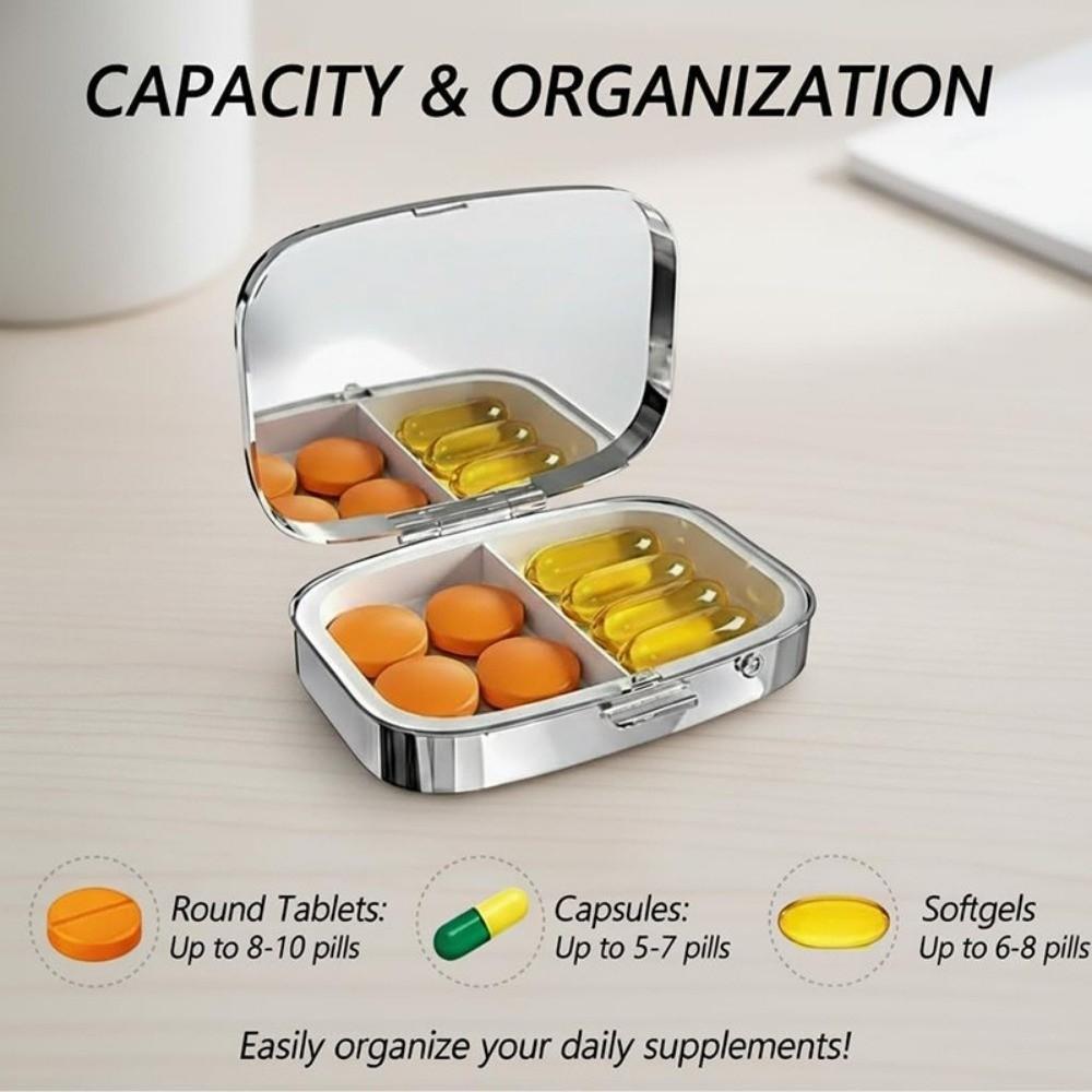 Metal Sardine Print Pill Box Mini Pocket Pill Case Portable Sardine Jewelry Box  Travel
