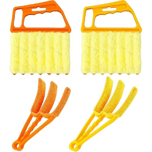 AOCEAN 4 Pcs Blind Cleaner Duster Tool 7-Finger Dusting Cleaner Tool For Window & Air Conditioner Handheld Mini Duster Brush For Wood Blinds Dust