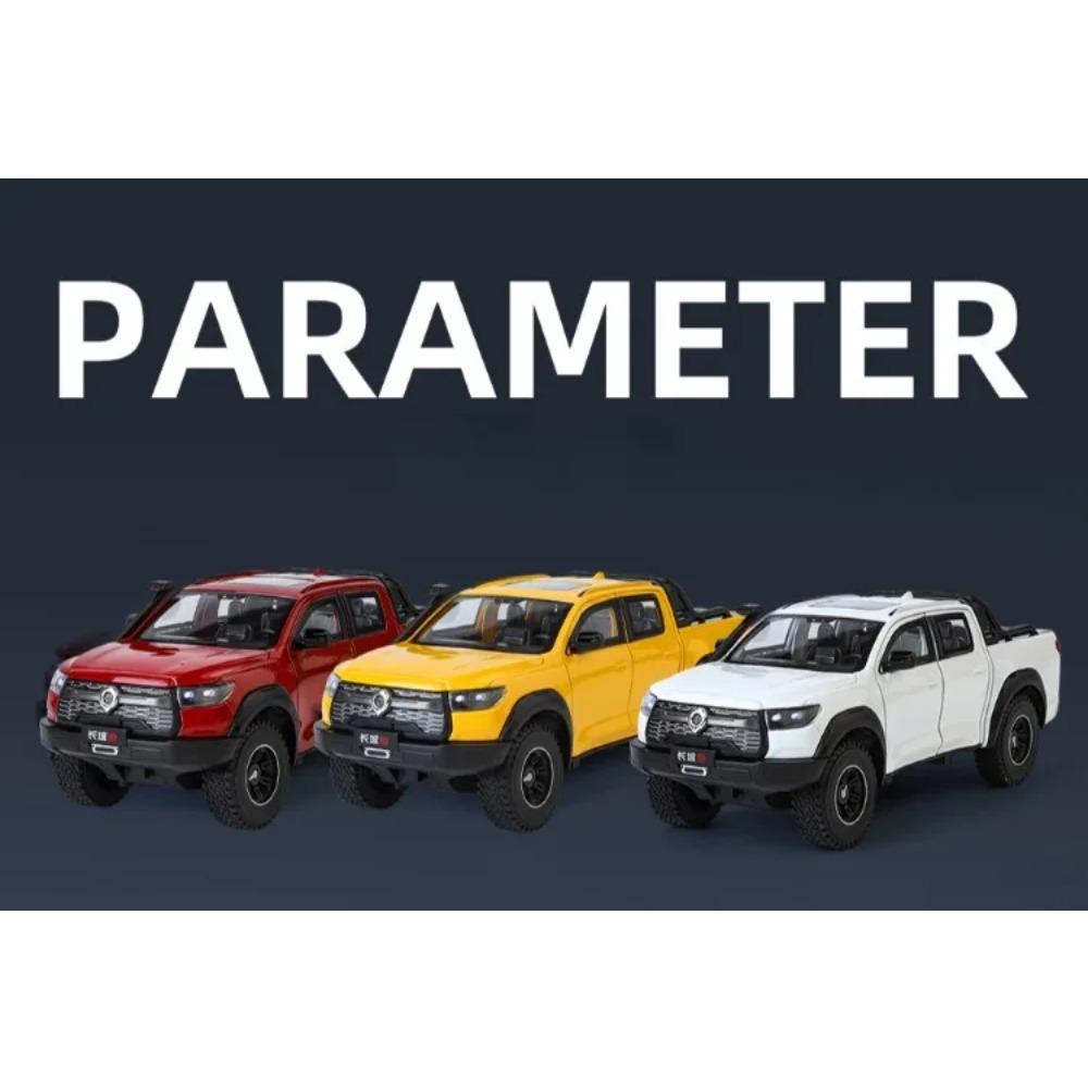 Simulation 1/24 Great Wall Motor POER Pickup Alloy Car Model with Sound Light Off Road Vehicle Toy Birthday Gift Collection