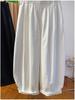White Korean Style Women's Spring Casual Elastic Waist Wide Leg Pants