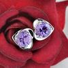Korean-Style Amethyst Heart Zircon Earrings: Romantic Purple Gift for Girlfriend