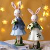 2026 Easter Day Cute Rabbit Ornaments Happy Easter Day Garden Rabbit Statue Resin Ornaments Photography Props Rabbit Figurine