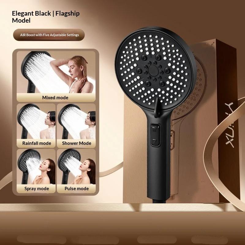 High Pressure 5-Mode Shower Head One-Key Stop Water Handheld Boost Showerhead With Powerful Spray High Quality Bathroom Shower