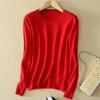 QICED Women's Knitted Sweater for Autumn and Winter, O-neck Slimming Sweater, Short and Large-sized Pullover Base Layer