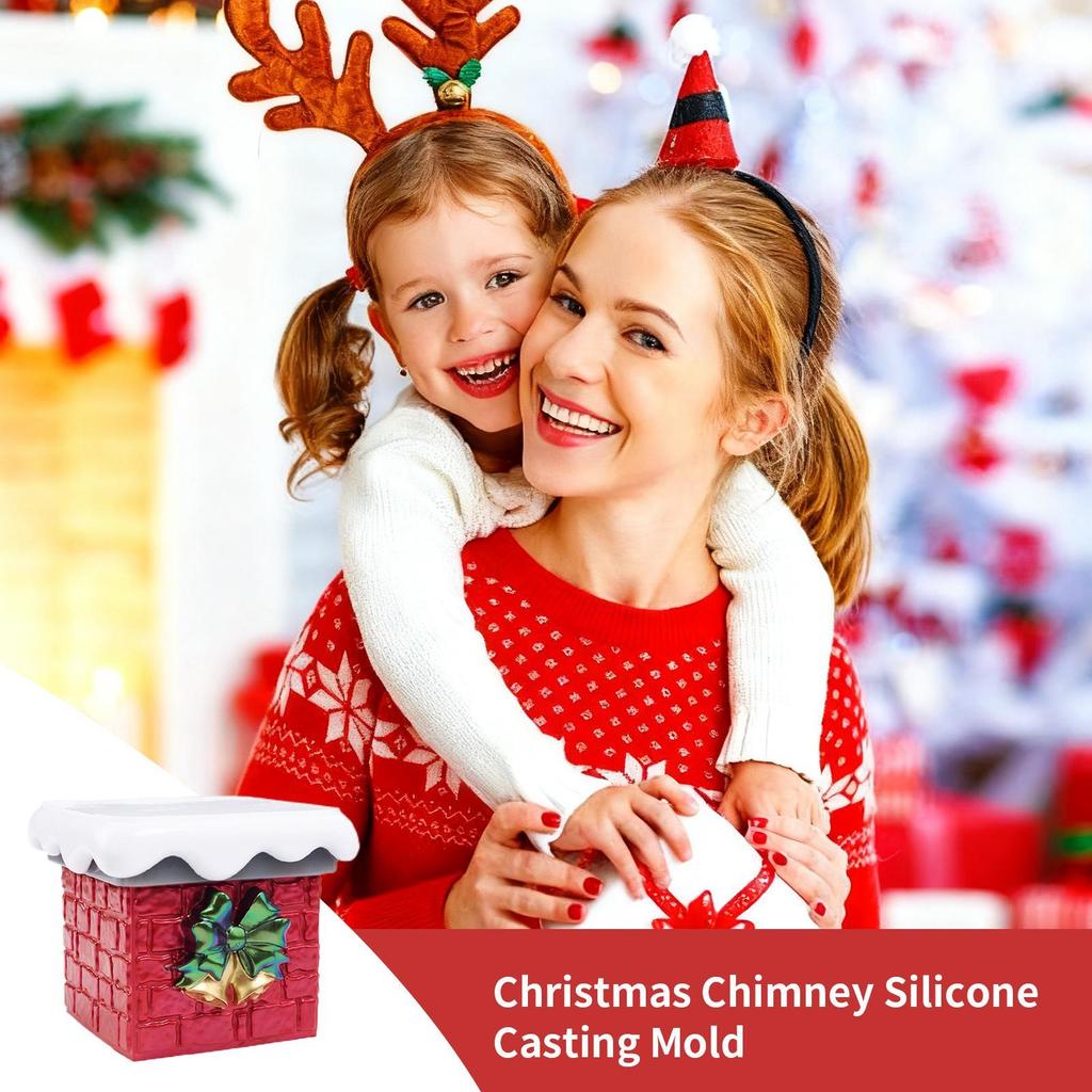 Christmas Silicone Mold Silicone Crafting Mold For Snow-Capped Chimney Heat-Resistant Easy Release Mould For Art Project Making