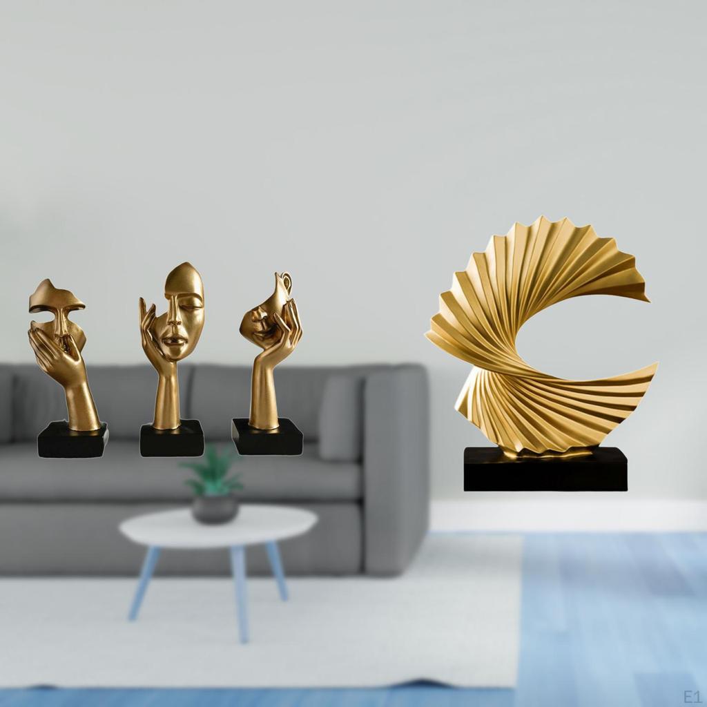 Resin Thinker Statues Tabletop Decorations Abstract Art Sculptures Wave Statue Desktop Ornament