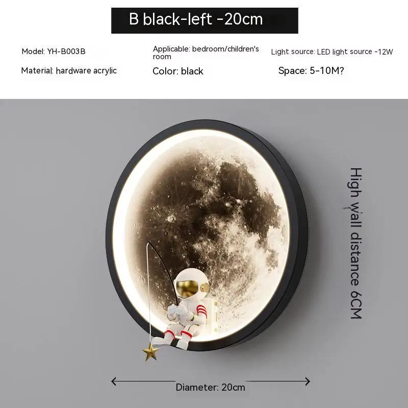 Kids Bedroom Sleeping Night Lights Corridor Hallway Home Decoration Sconce Cartoon Spaceman Astronaut Moon Round Led Wall Lamp