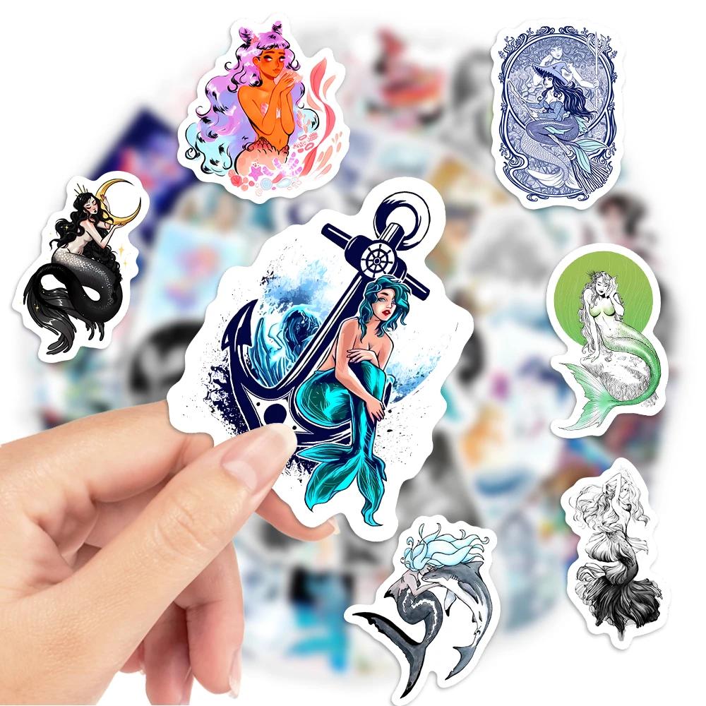 Watercolor Fantasy Mermaid Illustration Stickers DIY Toy Gift Decorative Decal for Phone Luggage Laptop Scrapbook Waterproof